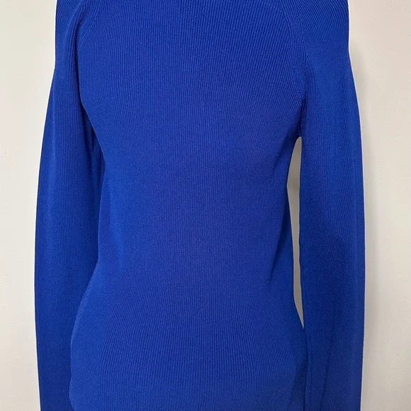 NWT Helmut Lang Vibrant Blue A-Symmetrical V-Neck Sweater - Picture 2 of 5